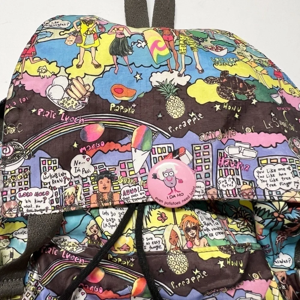 LeSportSac Vintage 90s Y2K RARE Amy Davis Hawaii Island Print Nylon Backpack